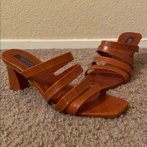 Mango Leather Mule Heeled Sandals